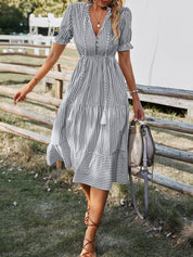 Rosalind Chevalier | Striped Boho Midi Dress For Women