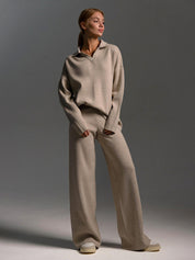 Renata Colbert | Black Wide-Leg Two-Piece Knit Set