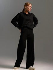 Renata Colbert | Black Wide-Leg Two-Piece Knit Set