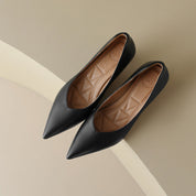 Camille Vossrenne | Nude Pointed Toe Kitten Heel Pumps