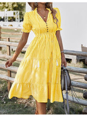 Rosalind Chevalier | Striped Boho Midi Dress For Women