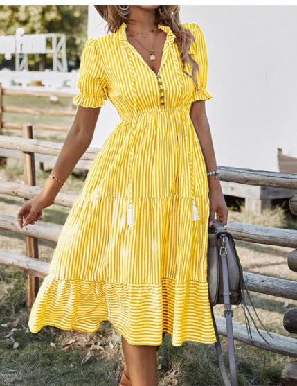 Rosalind Chevalier | Striped Boho Midi Dress For Women
