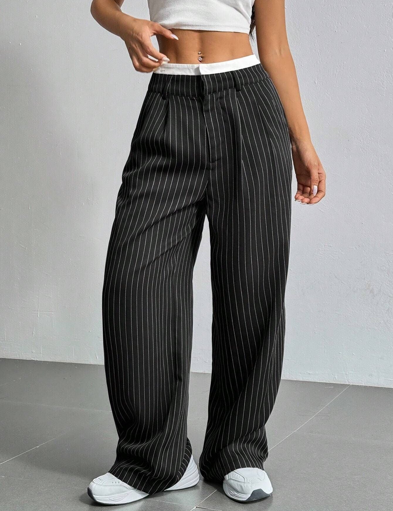 Odile Ferrand | Pinstripe Wide-Leg Trousers For Women