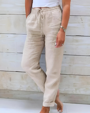 Claudette Vaubert | Light Blue Cotton Drawstring Trousers
