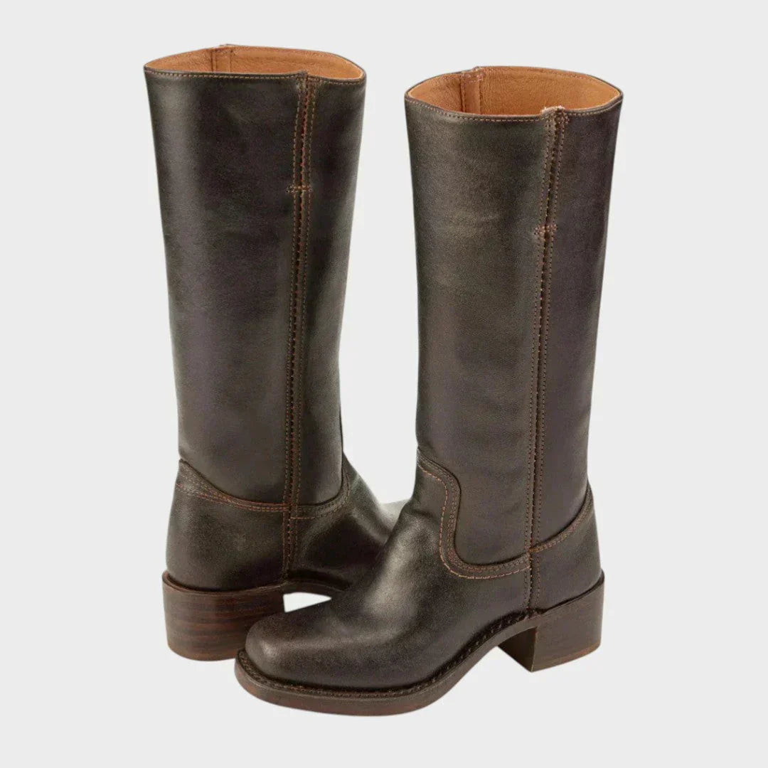 Céleste Ravenbourne | Black Leather Knee-High Orthopedic Boots