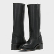 Céleste Ravenbourne | Black Leather Knee-High Orthopedic Boots