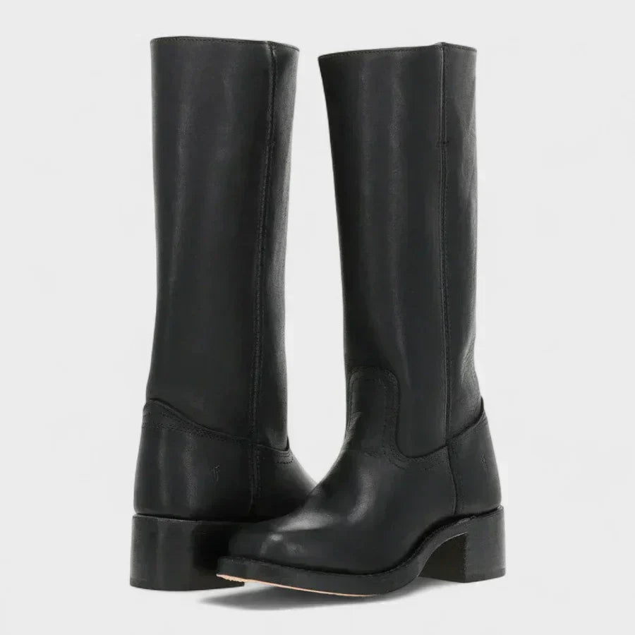 Céleste Ravenbourne | Black Leather Knee-High Orthopedic Boots