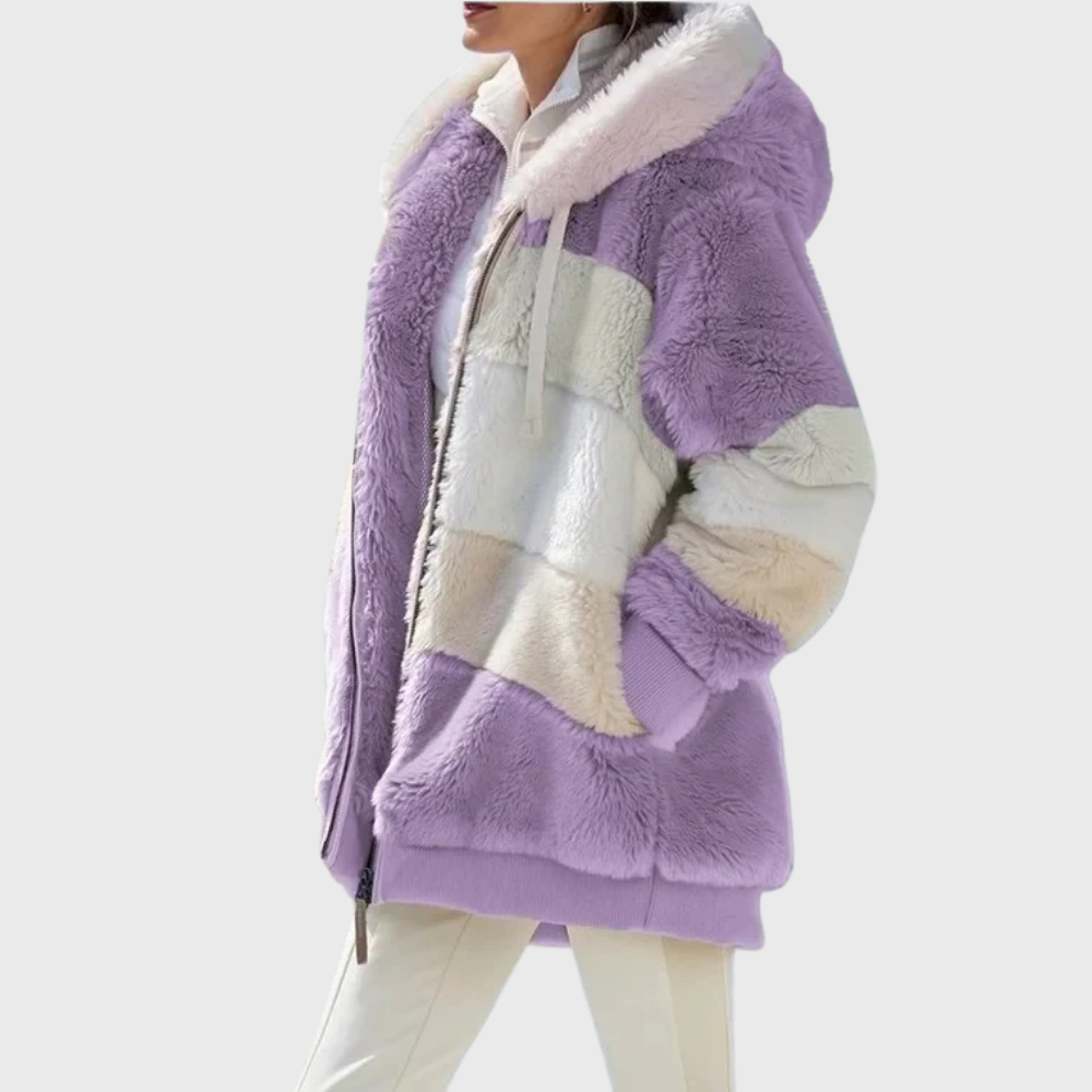 Charlotte Vasseur | Multicolor Faux Fur Hooded Puffer Jacket For Women