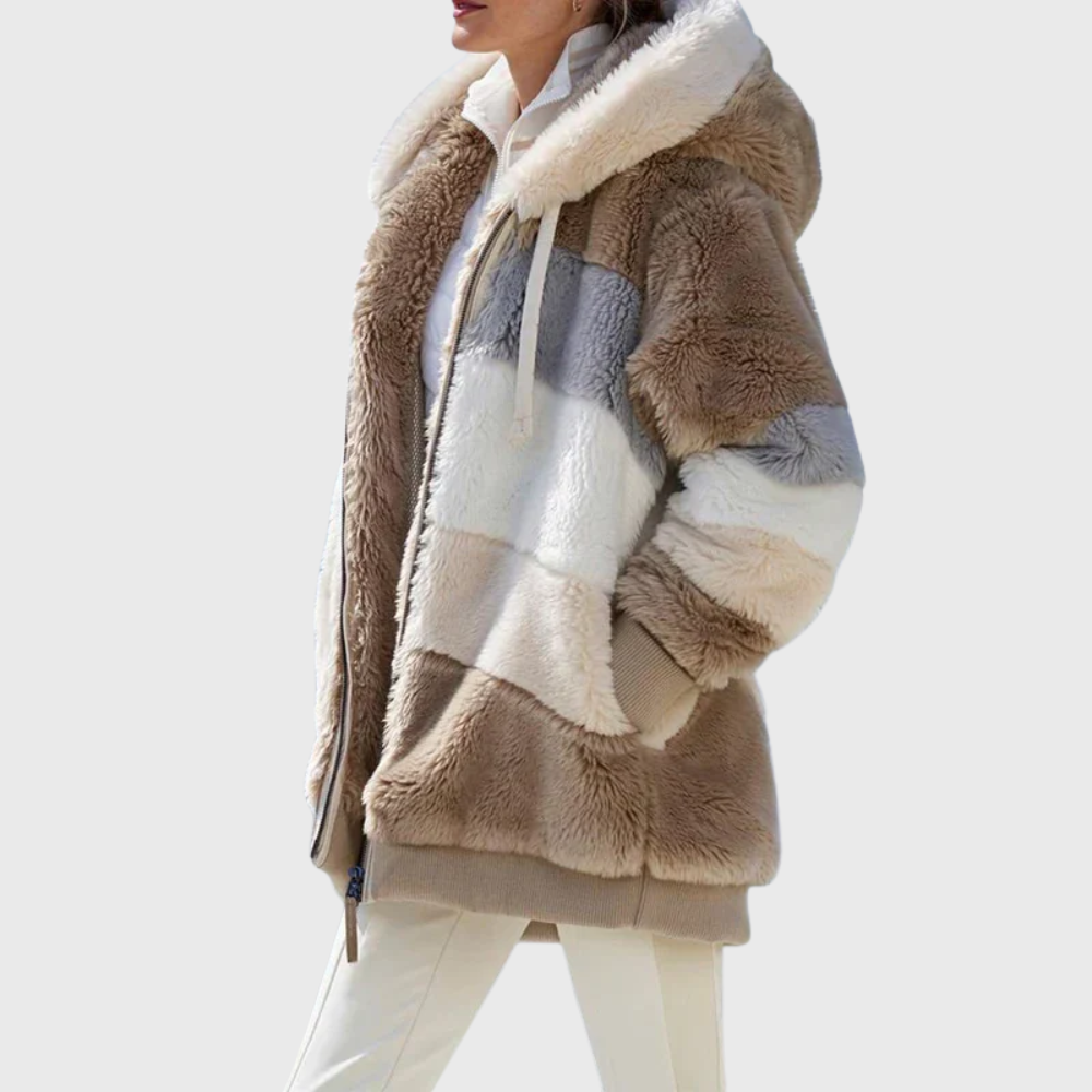 Charlotte Vasseur | Multicolor Faux Fur Hooded Puffer Jacket For Women