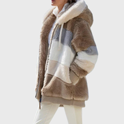 Charlotte Vasseur | Multicolor Faux Fur Hooded Puffer Jacket For Women