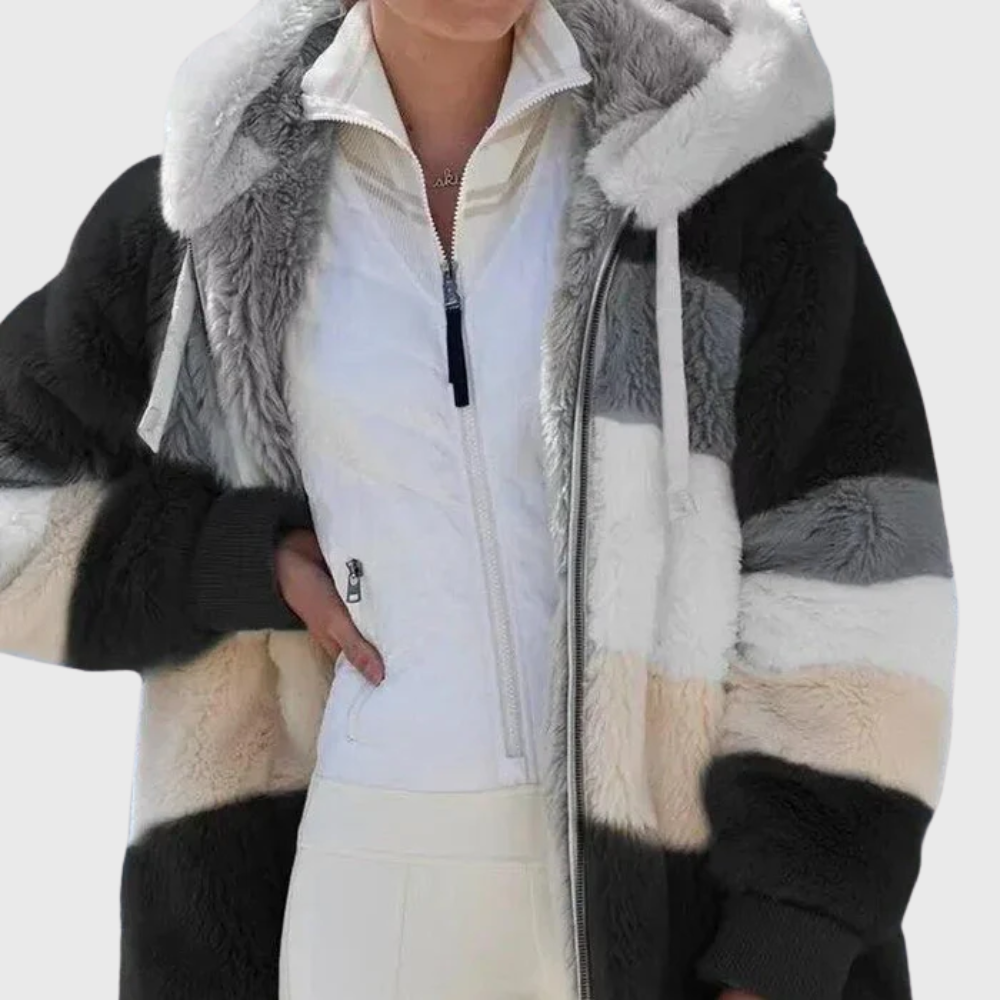 Charlotte Vasseur | Multicolor Faux Fur Hooded Puffer Jacket For Women