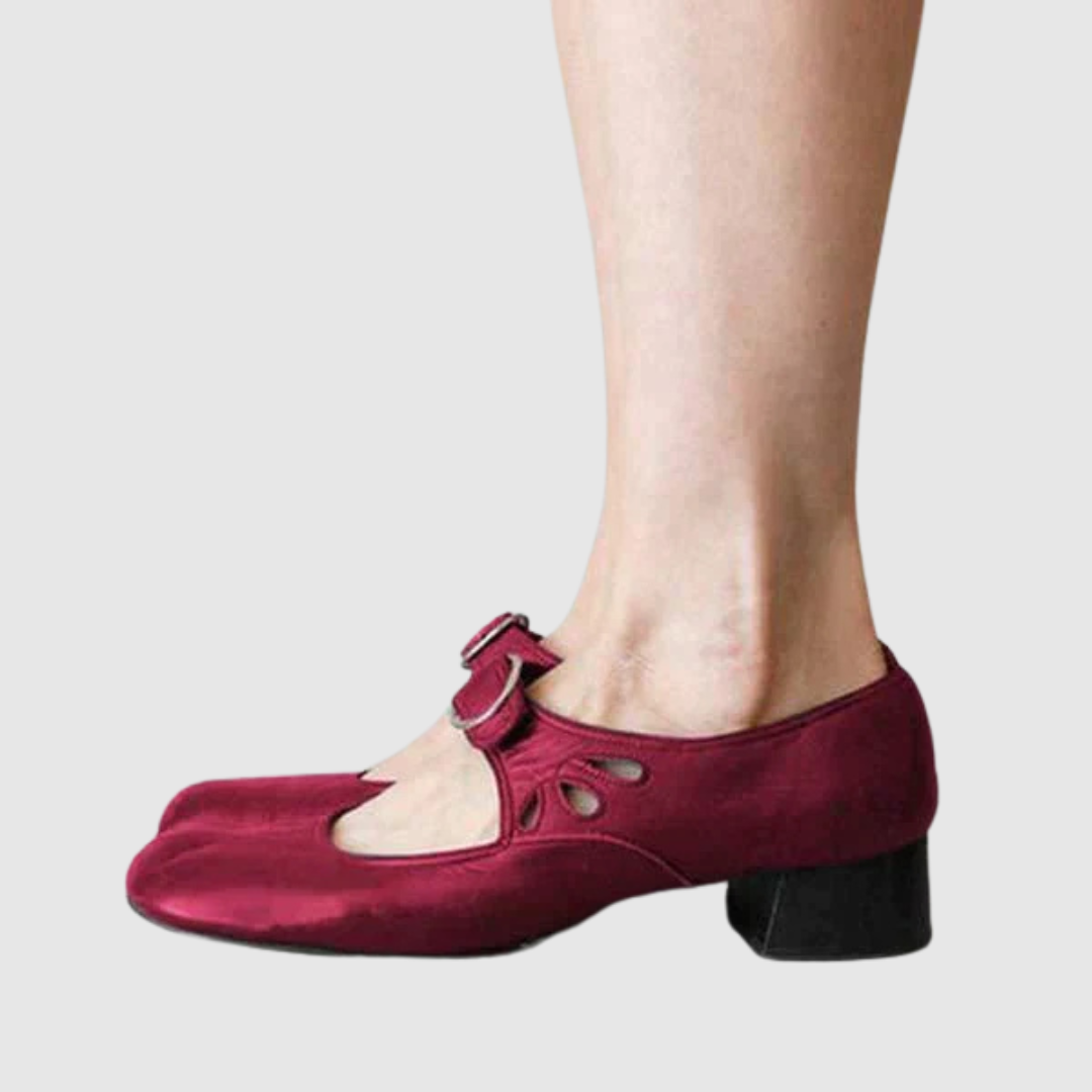 Anastasia Delcourt | Black Leather Mary Jane Low Heel Shoes
