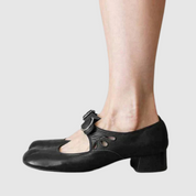 Anastasia Delcourt | Black Leather Mary Jane Low Heel Shoes