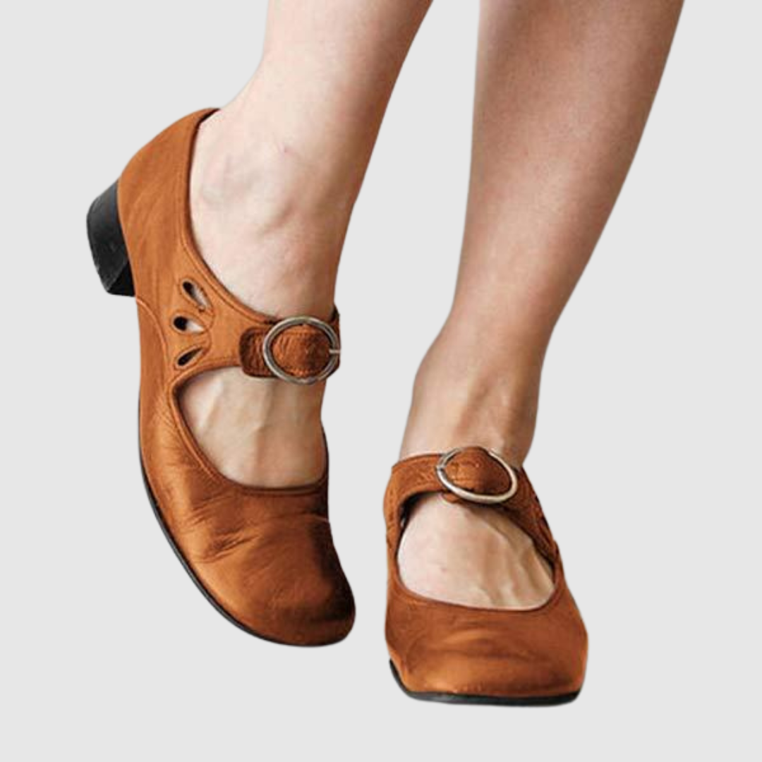 Anastasia Delcourt | Black Leather Mary Jane Low Heel Shoes