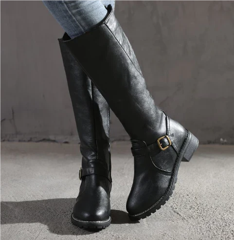 Vivienne Blackwell | Women's Black Knee-High Buckle Boots