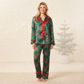 Ribbon Cheer | Green Bow Print Christmas Pyjamas For Women