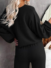 Elaine Vauclair | Cropped Sweatshirt & Wide-Leg Pants Lounge Set in Camel