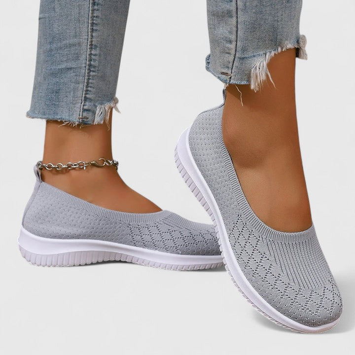 Marguerite Trevelyan | Purple Knit Slip-On Flat Sneakers