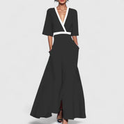 Rosalinde Vauclaire | Red Floral V-Neck Maxi Dress