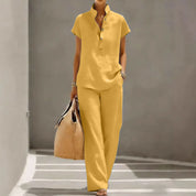 Marguerite Bellamy | Light Blue Linen Two-Piece Matching Set For Women