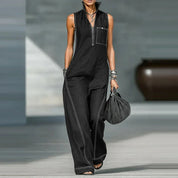 Mia Roberts | Sleeveless Wide-Leg Linen Jumpsuit For Women