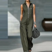 Mia Roberts | Sleeveless Wide-Leg Linen Jumpsuit For Women
