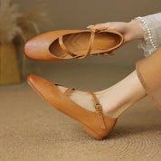 Rosalind Carleigh | Tan Leather Mary Jane Flats
