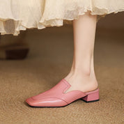 Henrietta Blackmoor | Purple Genuine Leather Square-Toe Mule