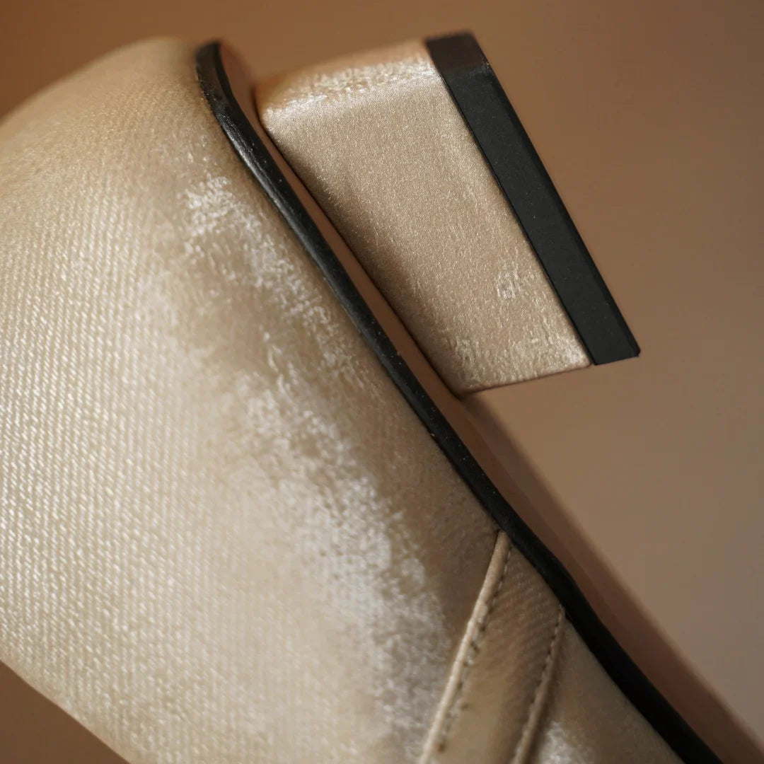 Sylvaine Delcroix | Velvet Mary Jane Heels with Gold Buckle