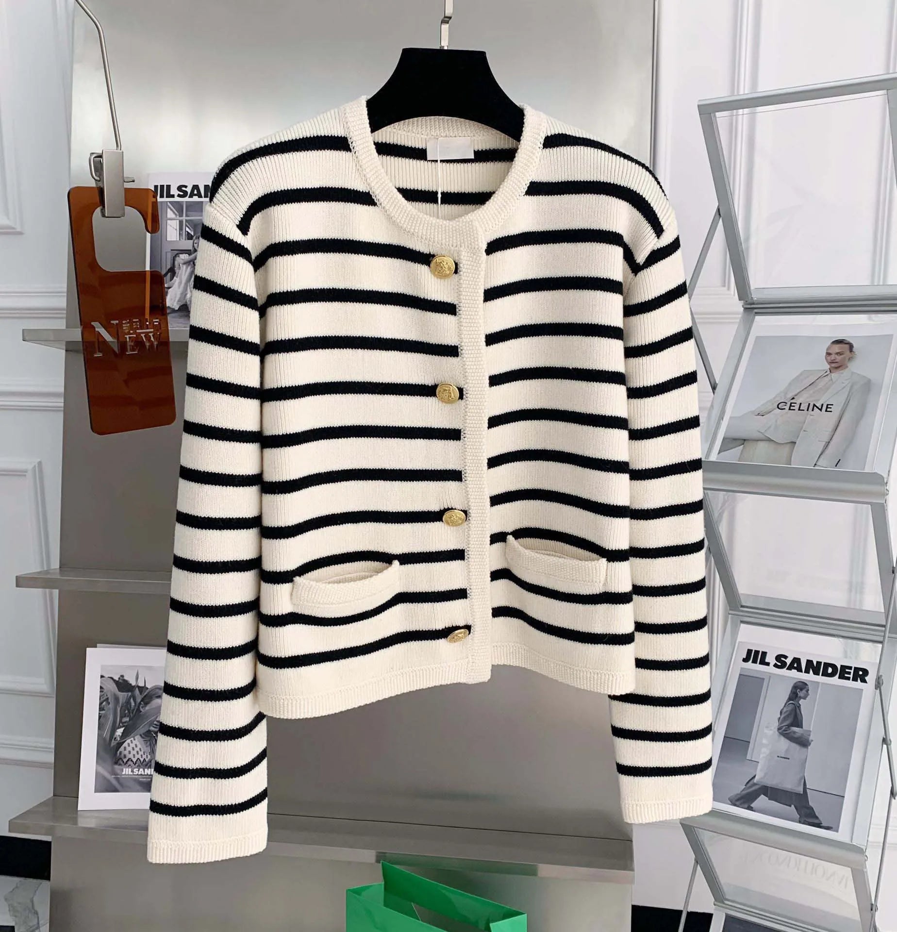 Juliette Moreau | Striped Knit Cardigan For Women