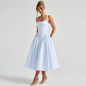 Estelle Vanbrough | Yellow Gingham Midi A-Line Sundress