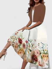 Elara Whitbourne | Floral Midi Dress with A-Line Skirt