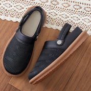 Dorinda Cavendish | Beige Mesh Slip-On Clogs with Heel Strap