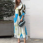 Yvonne Castellano | Abstract Print Maxi Shirt Dress For Women