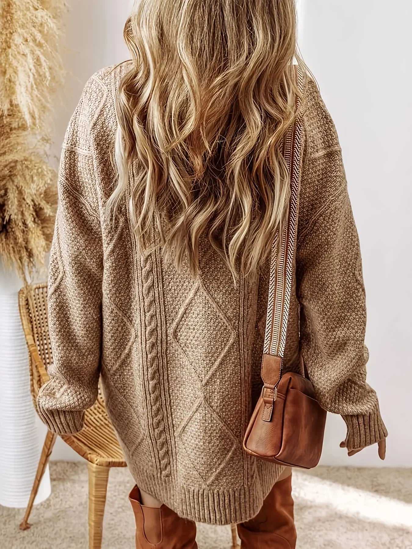 Anastasia Rivière | Cable Knit Midi Sweater Dress For Women