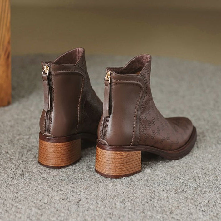 Isabelle Renford | Houndstooth Ankle Boots with Block Heel