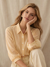 Lily Adams | Red & White Striped Puff Sleeve Shirt For Women