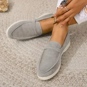Marguerite Holloway | Grey Suede Slip-On Loafers for Women