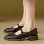 Vivienne Caldwell | Black Leather Mary Jane Shoes Low Block Heel