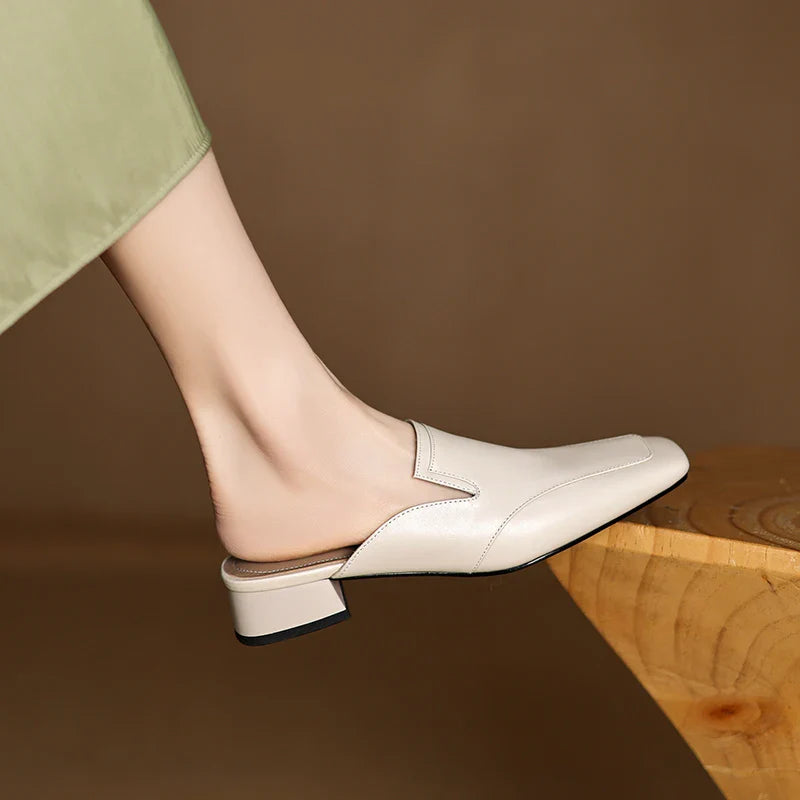 Henrietta Blackmoor | Purple Genuine Leather Square-Toe Mule