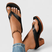 Elara Fontcourt | Black Orthopedic Wedge Flip Sandals