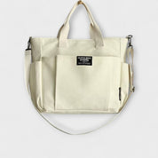 Margot Sinclair | Beige Canvas Tote Shoulder Bag with Multi-Pockets