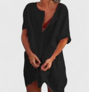 Celinda Marchbourne | White Linen Tunic Dress Short Sleeve