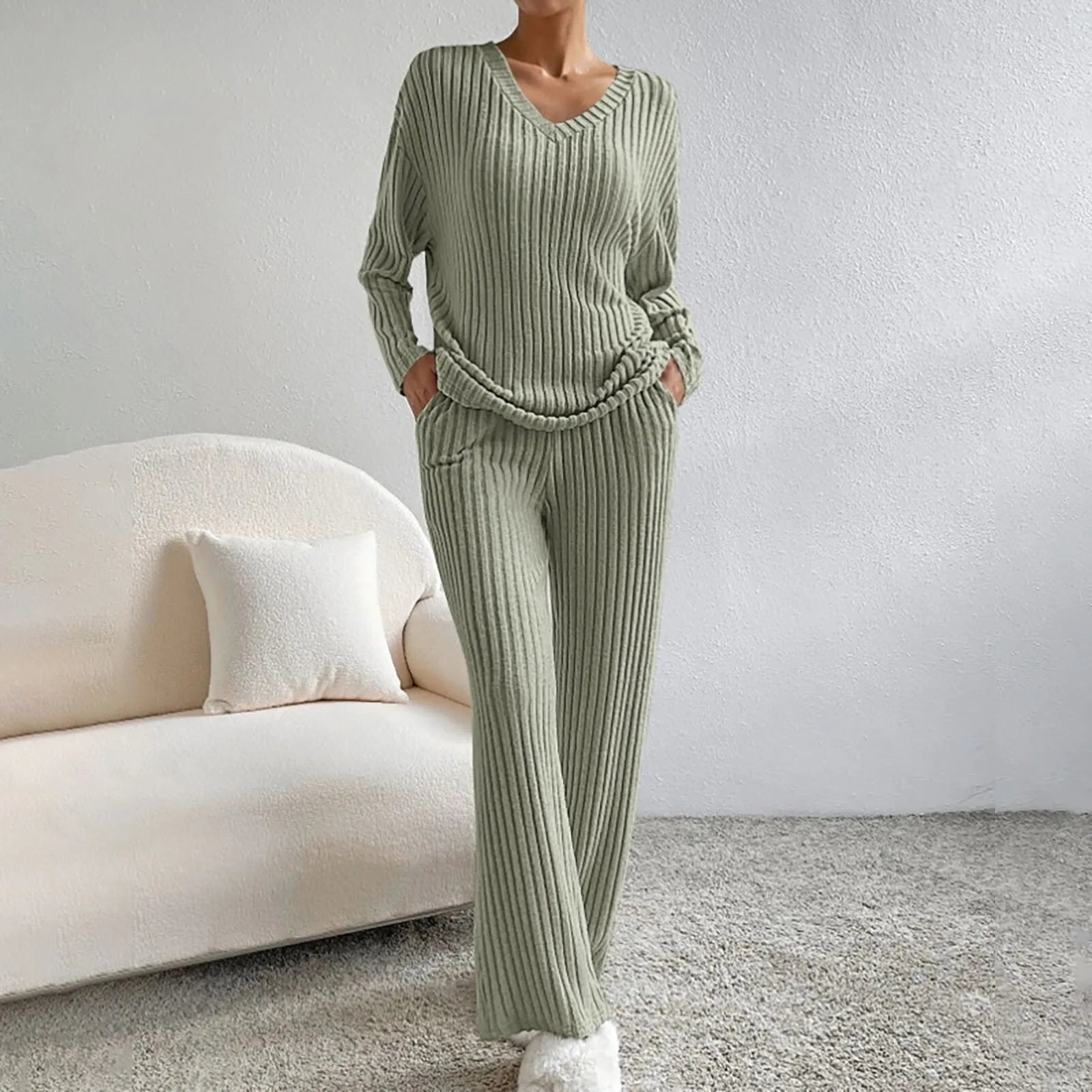 Camille Delacroix | Ribbed Knit Lounge Set For Women