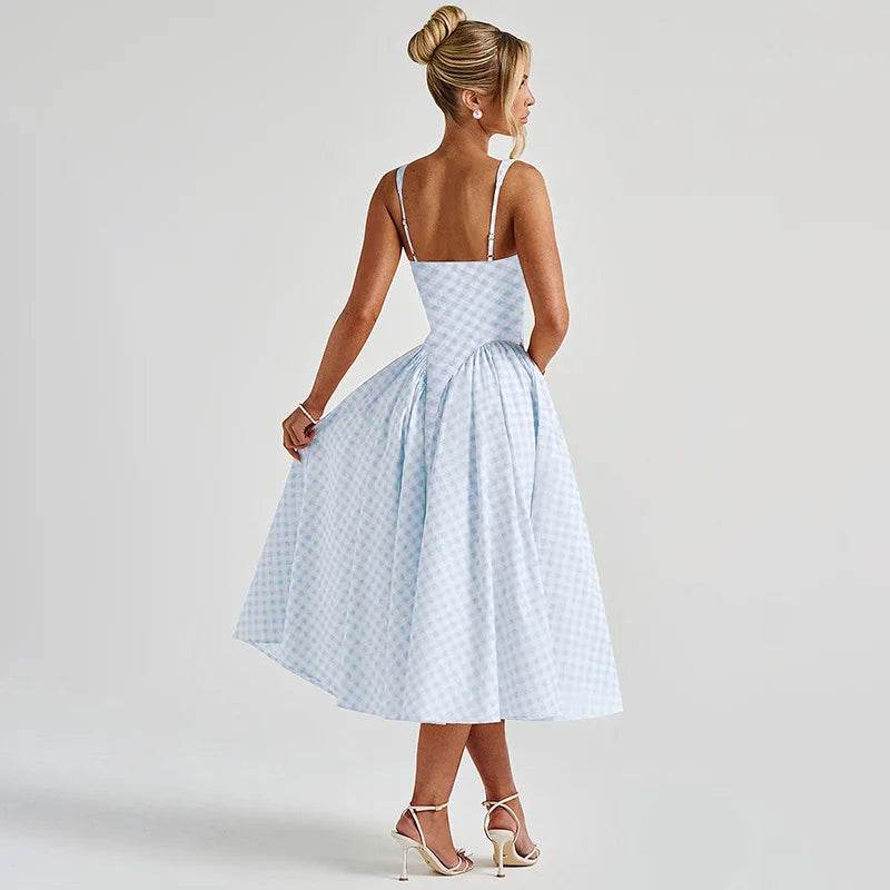Estelle Vanbrough | Yellow Gingham Midi A-Line Sundress