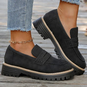 Claudine Merriweather | Tan Suede Platform Loafers