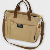 Margot Sinclair | Beige Canvas Tote Shoulder Bag with Multi-Pockets