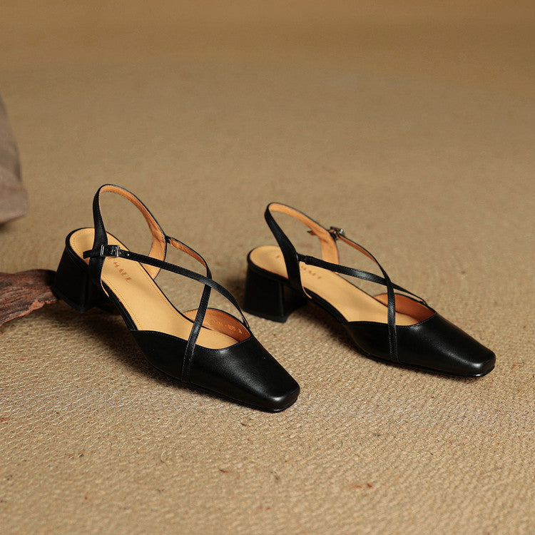 Seraphine Bellecourt | Red Leather Block Heel Slingback Sandals