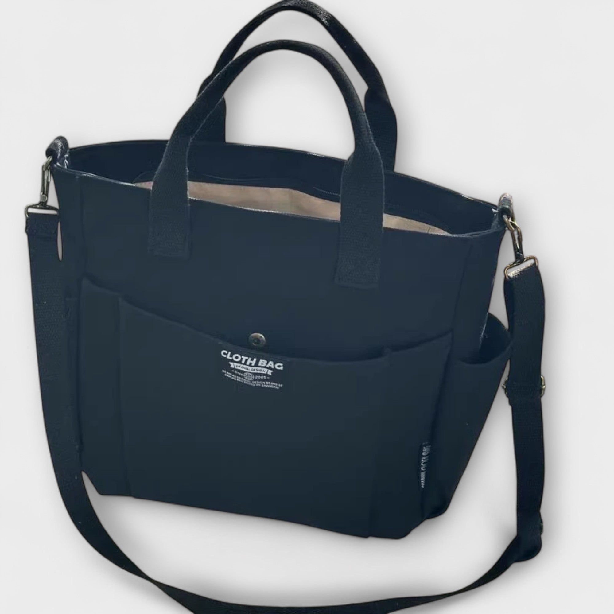 Margot Sinclair | Beige Canvas Tote Shoulder Bag with Multi-Pockets