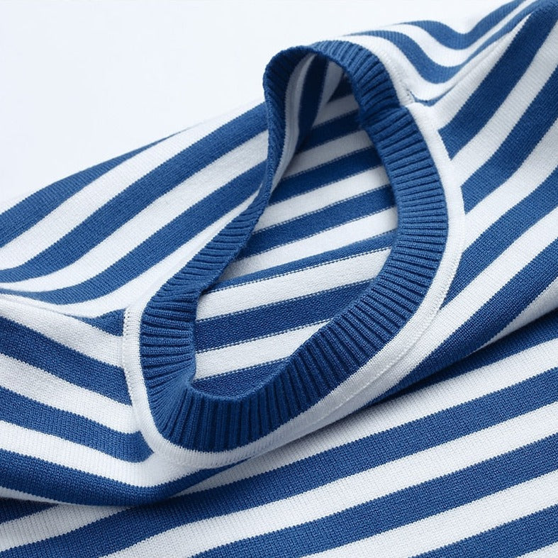 Marlowe Sinclair | Navy & White Striped Long-Sleeve Knit Top